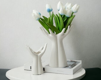 Le porte-fleurs : vase à fleurs unique fait main, vase cool pour fleurs, vase créatif, vase abstrait en céramique, décoration florale non conventionnelle, vase moderne