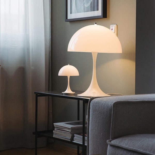 Paddestoellamp - Retro Tafellamp | Art-decolamp | Scandinavische woondecoratie | Deense lamp keramische voet | Paddestoel lampenkap | 5W LED-lamp
