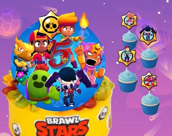 Brawl Stars taarttopper. Brawl Stars cupcake-toppers. digitaal bestand