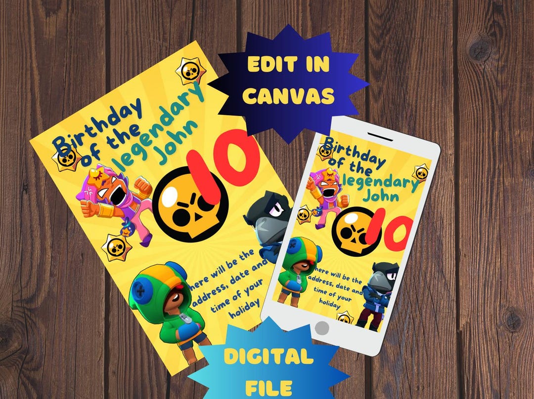 Invitation Template Editable in Canvas Brawl Stars - Etsy