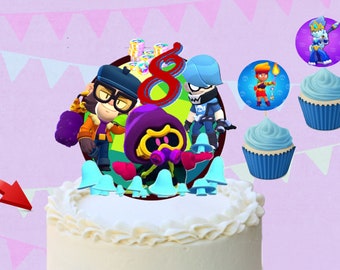 decorazioni per torta Brawl Stars, decorazioni per cupcake Brawl Stars. Archivio digitale