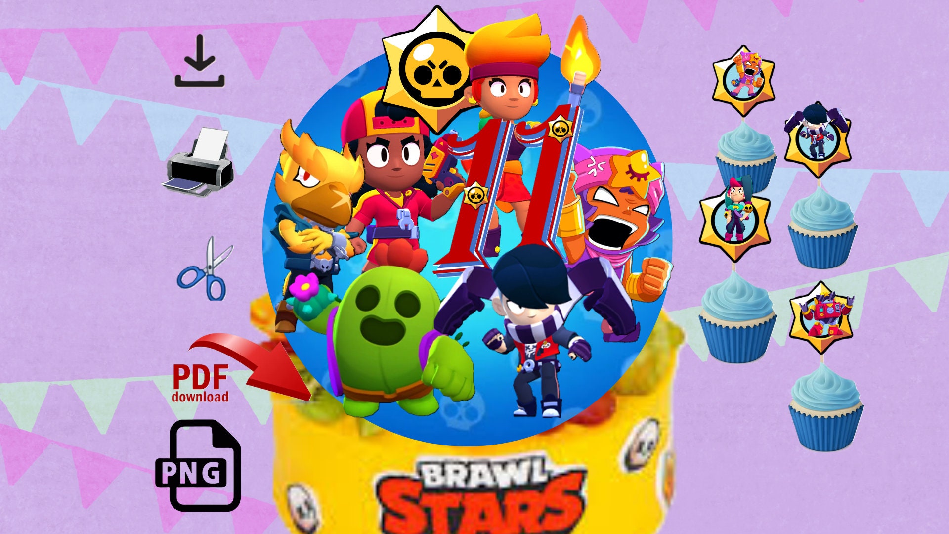 Brawl Stars Cake Topper. Digital File - Etsy