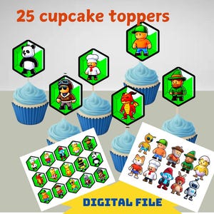 カップケーキ トッパー スタンブル。トッパー ガイズ。デジタル ファイル