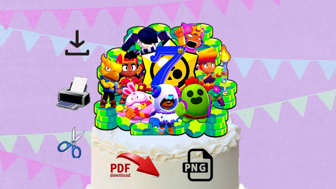 Brawl Stars Style Cake Topper. Beautiful Topper. Digital File - Etsy