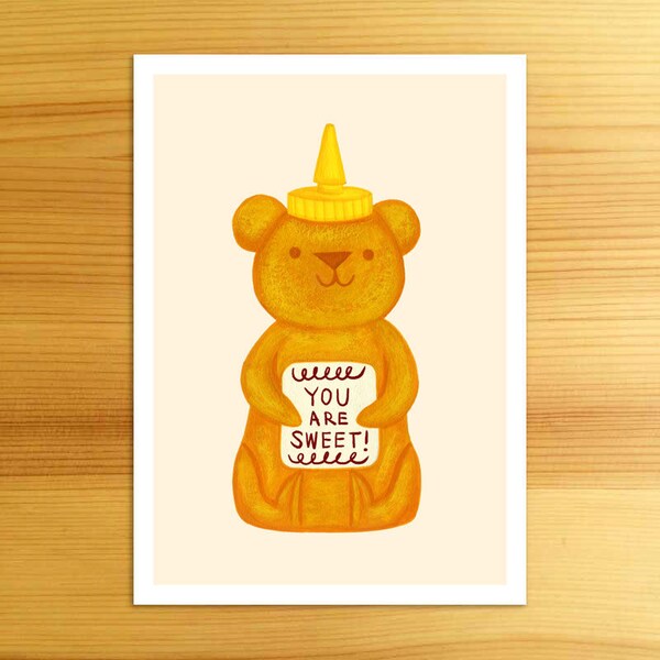 Sweet Honey Bear - 5x7 Art Print