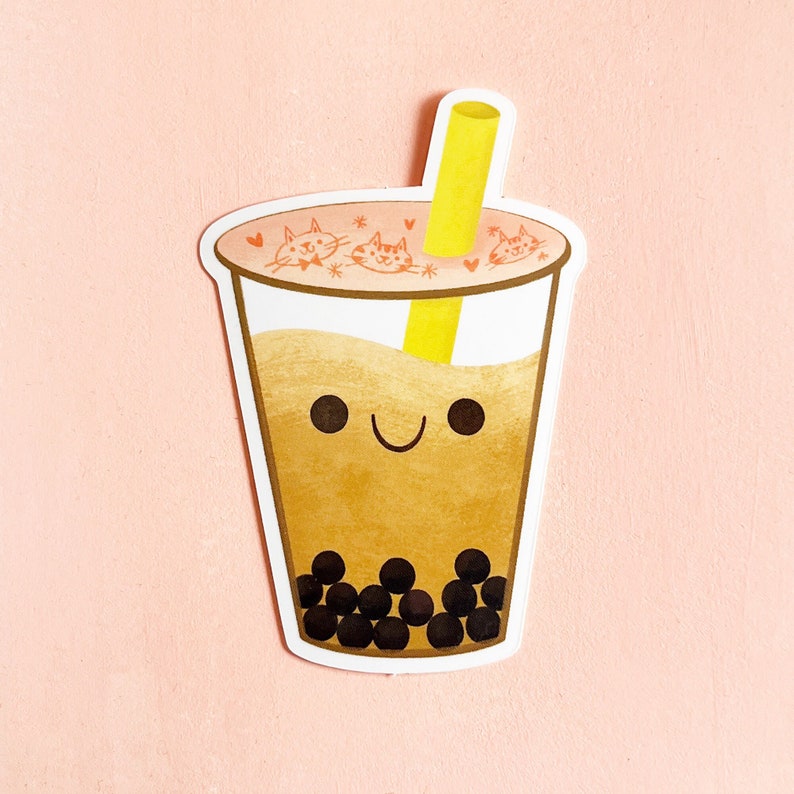 Boba Milk Tea Bubble Tea Vinyl Sticker image 1