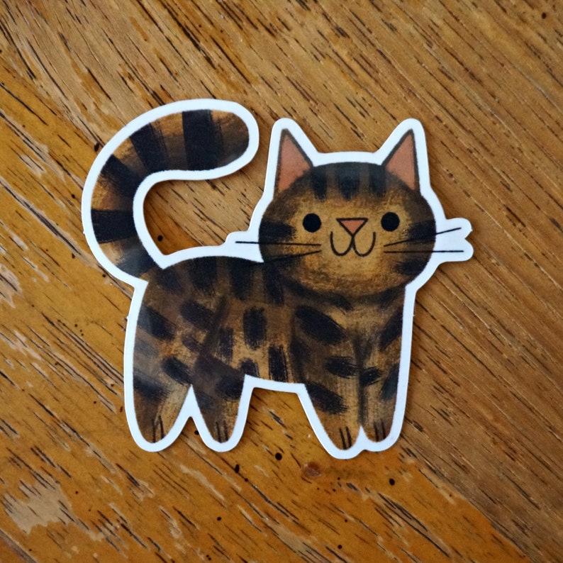 Brown Tabby Cat Vinyl Sticker afbeelding 1
