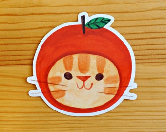 Apple Hat Fruit Cat Vinilo Sticker