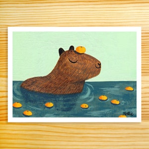 Capybara Bath 5x7 Art Print