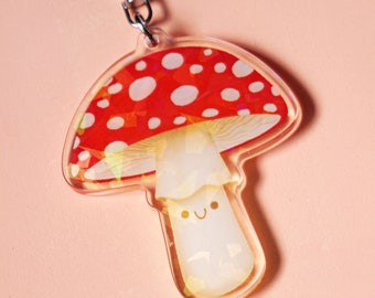 Magical Red Mushroom Acrylic Charm Keychain