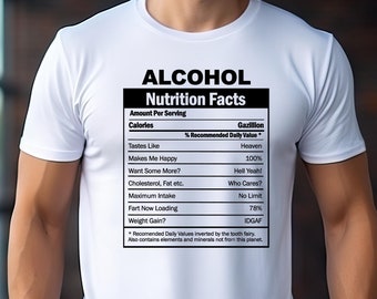 Alcohol nutrition,Funny Alcohol shirt, Alcoholic shirt, Drunkin Tee, Day Drinking t-shirt, Drinking party shirt, Sarcastic t-shirt, T-shirts
