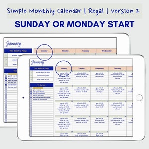 Monthly Calendar Automated Google Sheets Editable Template Daily ...