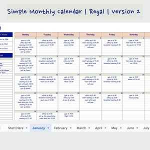 Monthly Calendar Automated Google Sheets Editable Template Daily ...
