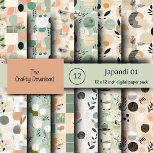 Japandi Digital Paper Japanese Scandinavian Home Decor Neutral Seamless Patterns Tiles Perfect for DIY Projects Instant Digital Download
