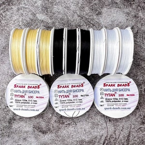 Threads for embroidery with beads Tytan 100, white black strong beading threads, Beadweaving Jewelry Supplies, polyester beading thread 100m