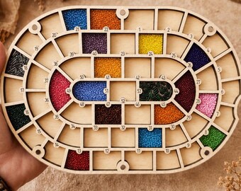 Seed Bead Organizer, 53 Section Wooden Bead Holder Tray, Beading Storage Organizer, Craft Supplies Storage, Gift for Beader