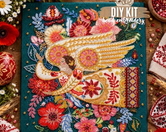 DIY Tribal Angel Flower Bead Embroidery Kit, Ethnic Boho Jewelry Making Craft, Colorful Beadwork Set