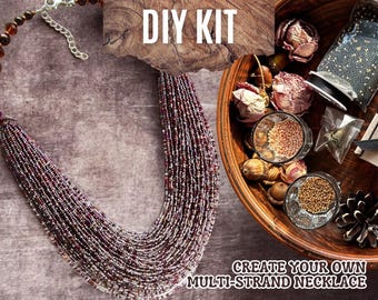 DIY Creëer je eigen aardse bruine ketting, volledige DIY-kralenknutselset, op de natuur geïnspireerde knutseldoos ketting, creatief ontspannend ambacht voor beginners