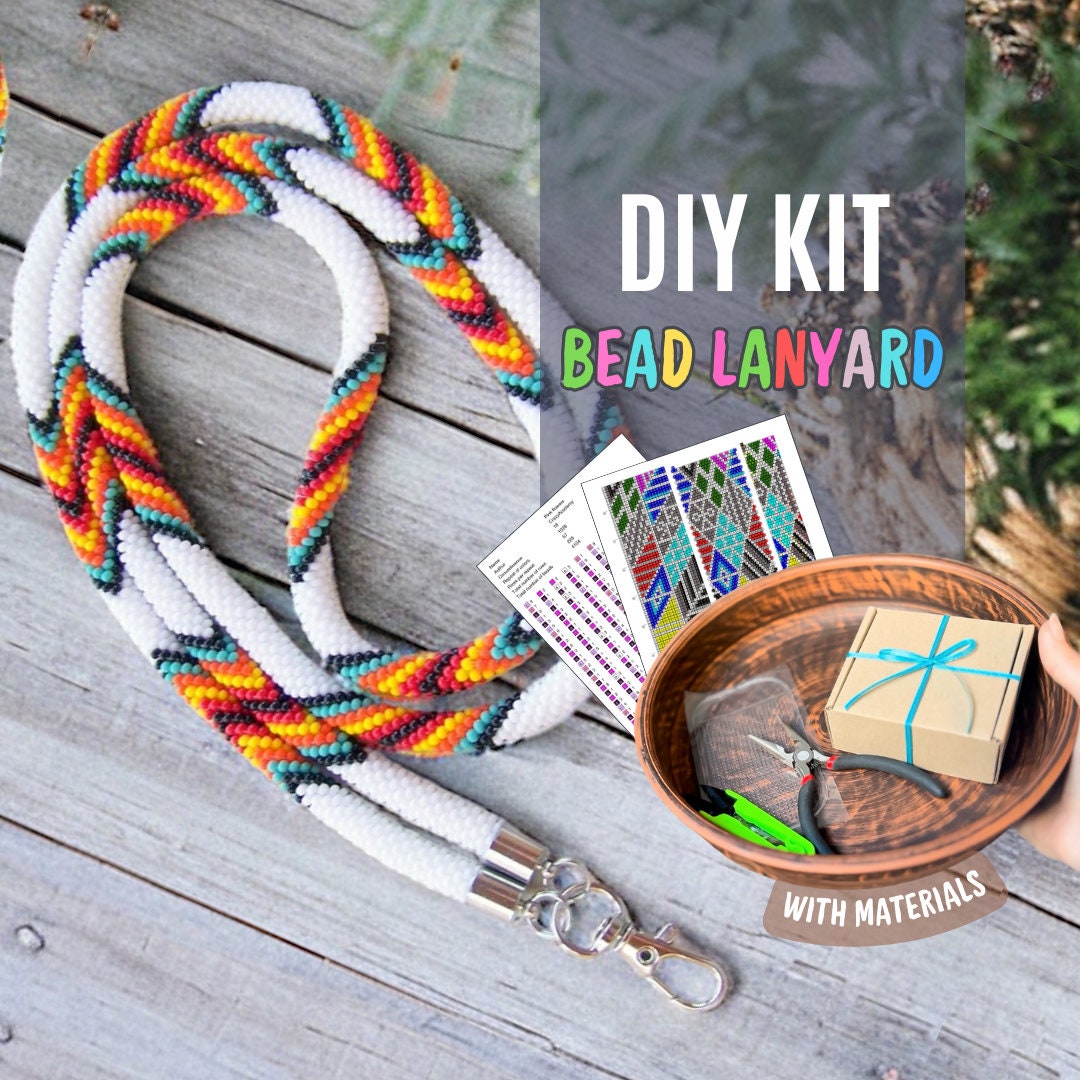 DIY KIT Bead Crochet Colorful Native Lanyard, Diy Rope Jewelry