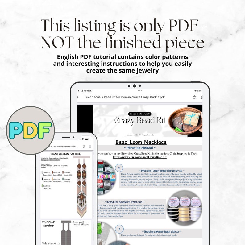 Bead List.pdf PDF Pattern for DIY Brown Indian Motif Bead Loom Necklace, Create Your ...