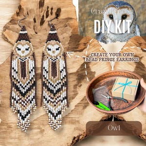 DIY Eule Perlen Fransen Ohrringe, Seed Bead Tier Schmuckherstellung, Boho Statement Eule Ohrringe Handwerk