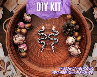 DIY White Purple Snake Beaded Earrings Kit – Jewelry Making craft