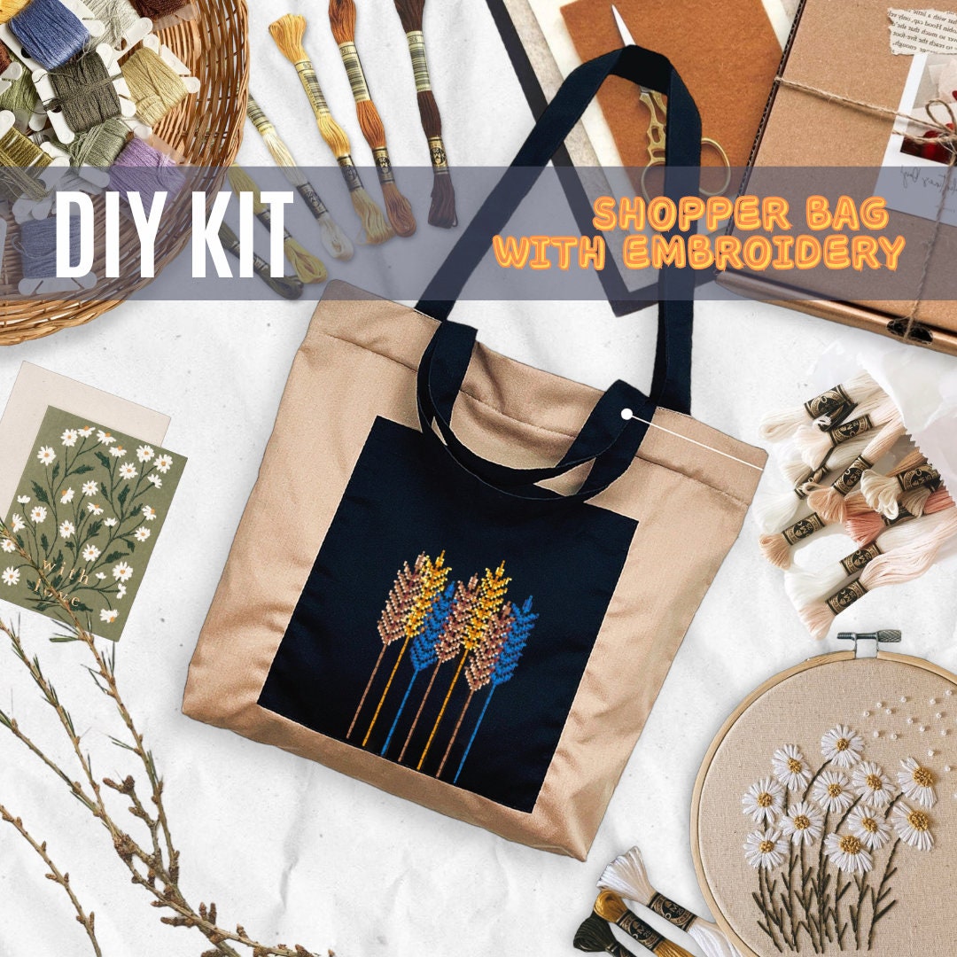 DIY Kit for Shopper Bag With Bead Embroidery, Make Your Own Summer Tote ...