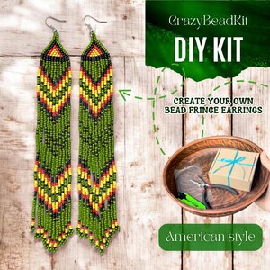 DIY Beaded Fringe Earrings Kit, American Style Design, Handmade Jewelry Kit, Boho Beading Set, Craft Kit for Beginners and Professionals