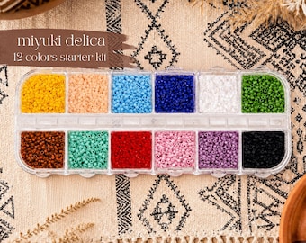 Miyuki Delica 11/0 Seed Bead Starter Kit, Japanese Glass Beads, Beading Supplies, DIY Jewelry Making Kit