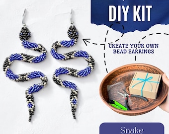 DIY Beaded Snake Earrings Kit, Create Statement Jewelry with Beads Pattern, Unique Handmade Gift for Crafters & Bead craft, Reptile earrings