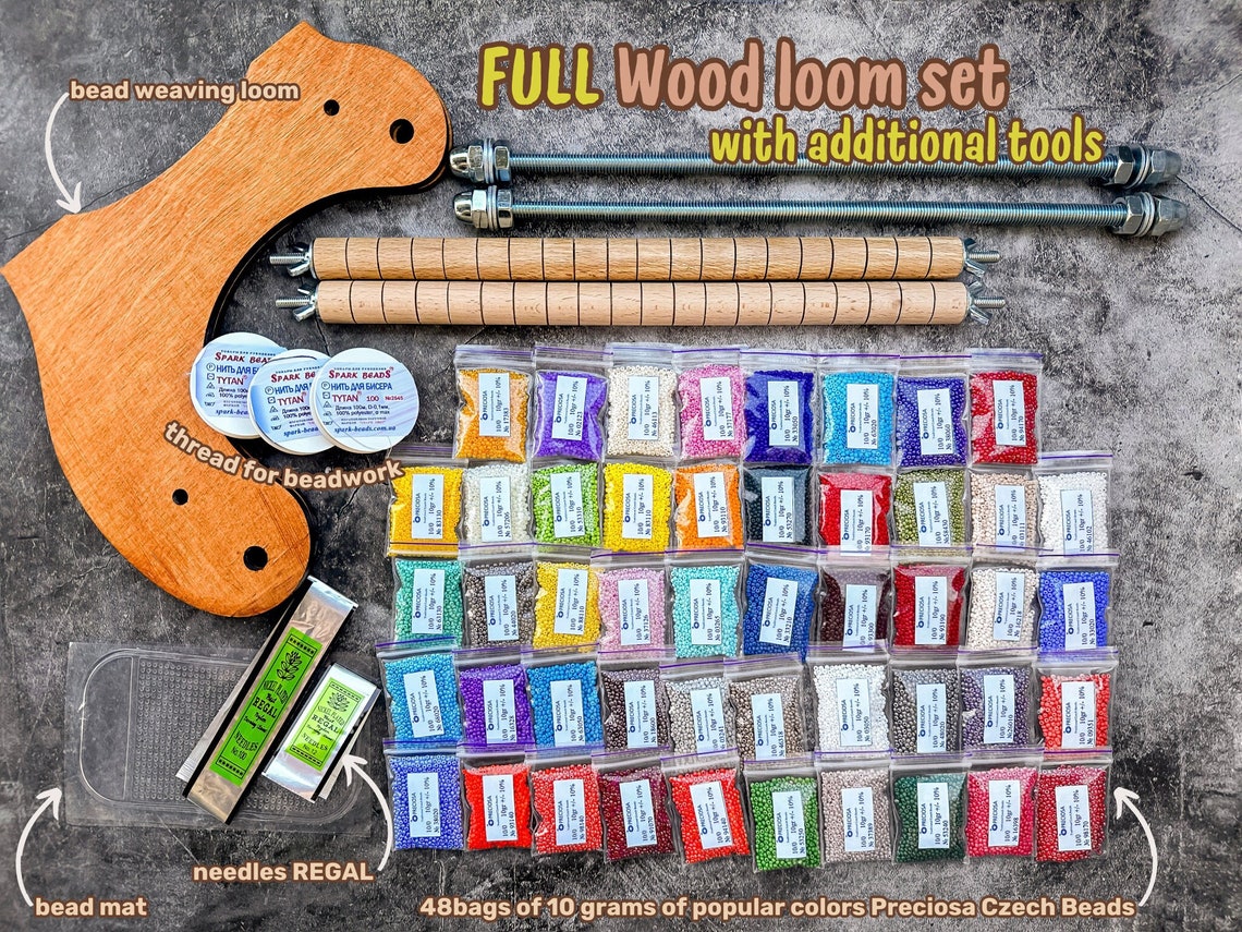Beginner Weaving Loom Kit With Beads, DIY Jewelry Making Tools Set ...