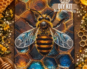 DIY Honey Bee Bead Embroidery Kit, Bumblebee Needlework Craft, Insect Beading Project, Nature Inspired Hobby Gift
