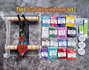 Professional Begginer Full set for Bead Loom with Preciosa Seed Bead, Beading weaving Loom Bracelet Necklace, beadwork Jewelry Making Tools