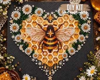 DIY Daisy Honey Bee Bead Embroidery Kit, Beaded Bee and Flower Craft, Nature Inspired Embroidery for Beginners