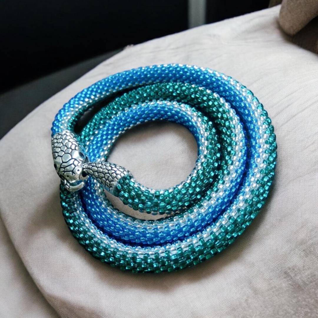 DIY Create Stunning Bead Crochet Necklace With Kit-ocean Blue Bead Rope ...