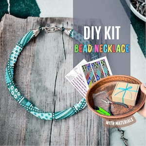 DIY Jewelry making kit, Beading necklace kit, Modern bead crochet necklace, Beaded Jewelry Handmade Beadwork Necklace Kit Diy Trendy Project