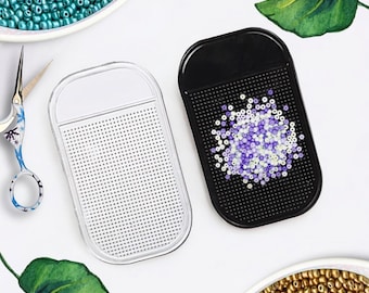 粘着ビーズマット、再利用可能な透明ブラックマット、ジュエリー作り、ビーズホルダー、必須のビーズツール、クラフト愛好家への完璧なギフト、クラフト用品
