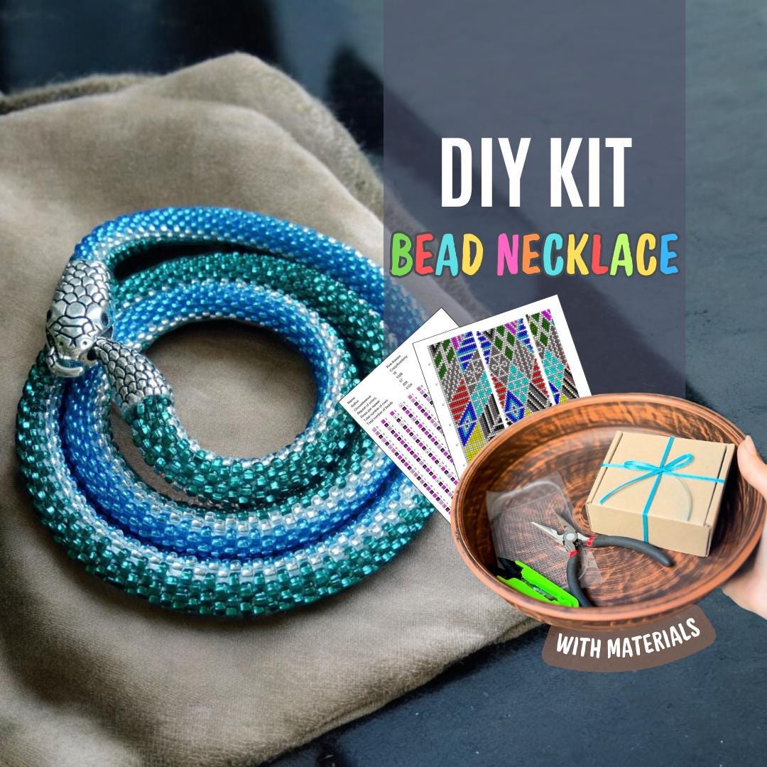 DIY Create Stunning Bead Crochet Necklace With Kit-ocean Blue Bead Rope ...