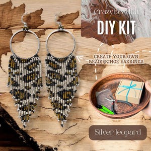 DIY luipaardoorbellenset voor beginners, start met kralenset, handgemaakte set, alle benodigdheden inbegrepen, borduurpunt, doe-het-zelfcadeau voor vriend(in)