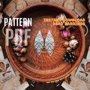 PDF kralenpatroon witte kraal franje oorbellen, zelfstudie kraalsieraden maken, handgemaakte steensteek oorbellen patroon voor beginners