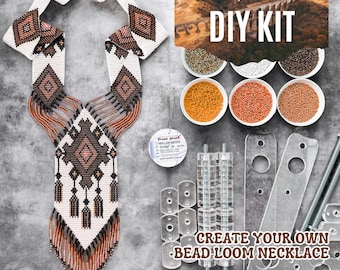 DIY KIT bruine kralenketting met Indiaas motief Kit, maak je eigen gerdan, kit voor volwassenen, ideaal doe-het-zelfcadeau, doe-het-zelfkettingproject