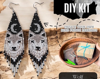 DIY-kit med vargörhängen – Smyckesset med pärlfransar och måndesign, hantverksgåva för att uttrycka hennes vilda själ och unika inre skönhet