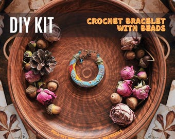 Kit para hacer pulseras de cuentas a crochet, conjunto de manualidades de joyería coloridas para el verano.