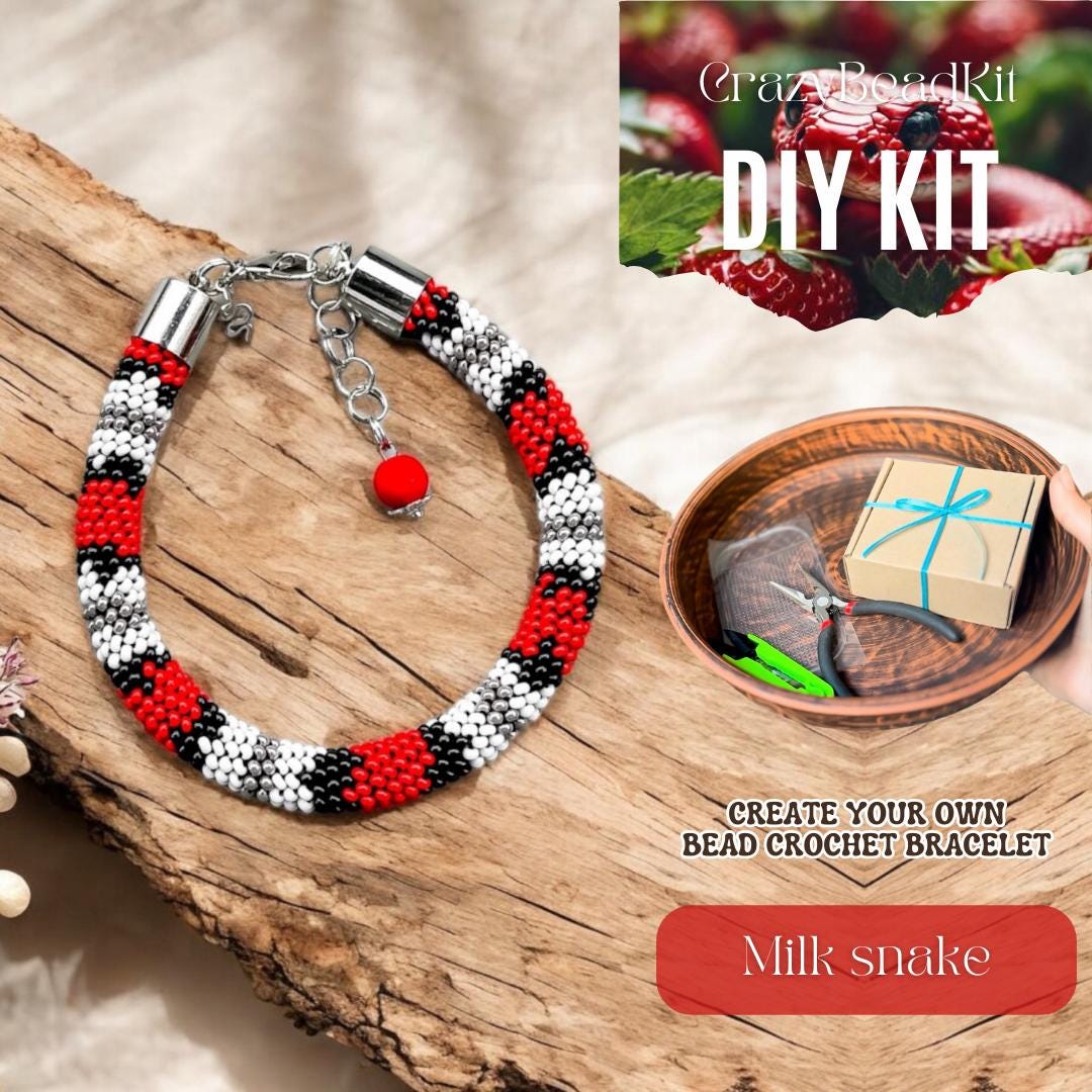 DIY Bead Crochet Bracelet Kit, Red Milk Snake Craft Kit - Etsy