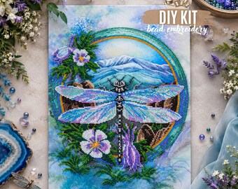 DIY Dragonfly Bead Embroidery Kit, Beaded Insect Craft Kit, Nature Inspired Embroidery for Beginners