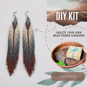 DIY Beaded Earrings Kit, Handmade Long Fringe Earrings with Pattern & Materials, Perfect for Bohemian Jewelry Lovers and Beginners