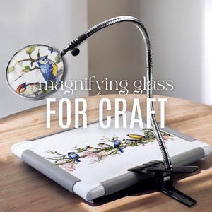 Magnifying glass for Cross Stitch, Embroidery, Sewing, diy beading Zoom tool, Magnify Glass with Clip, Craft Hobby gift for Jewelry making