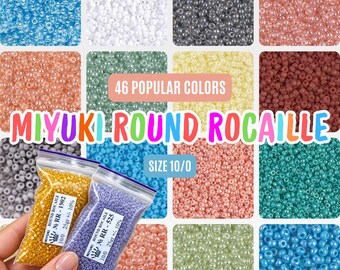 Miyuki Round Rocailles Beads Size 10/0, Japanese Glass Seed Beads, High Quality Beading Supplies for Jewelry Making, 5g