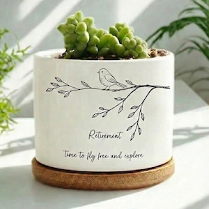 Retirement Planter Pot, Personalized Retirement Decor, Colleague Retirement Keepsake, Retired Coworker, Retirement Gifts for Nature Lovers
