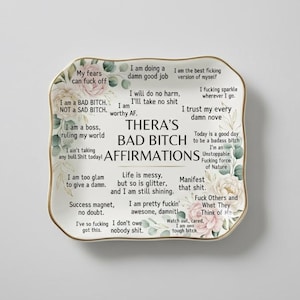Affirmation Ring Dish, Personalized Affirmation Jewelry Tray, Custom Ring Dish For Her, Bad B*tch Affirmation